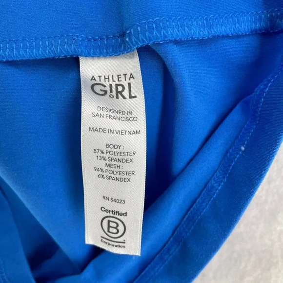 Athleta Girls Activewear Top L 12 Blue Mesh Round Necdk Sleeveless Pullover - Picture 8 of 9